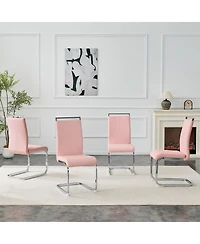 Streamdale Furniture Set of 4 Pu Dining Chairs with Legs