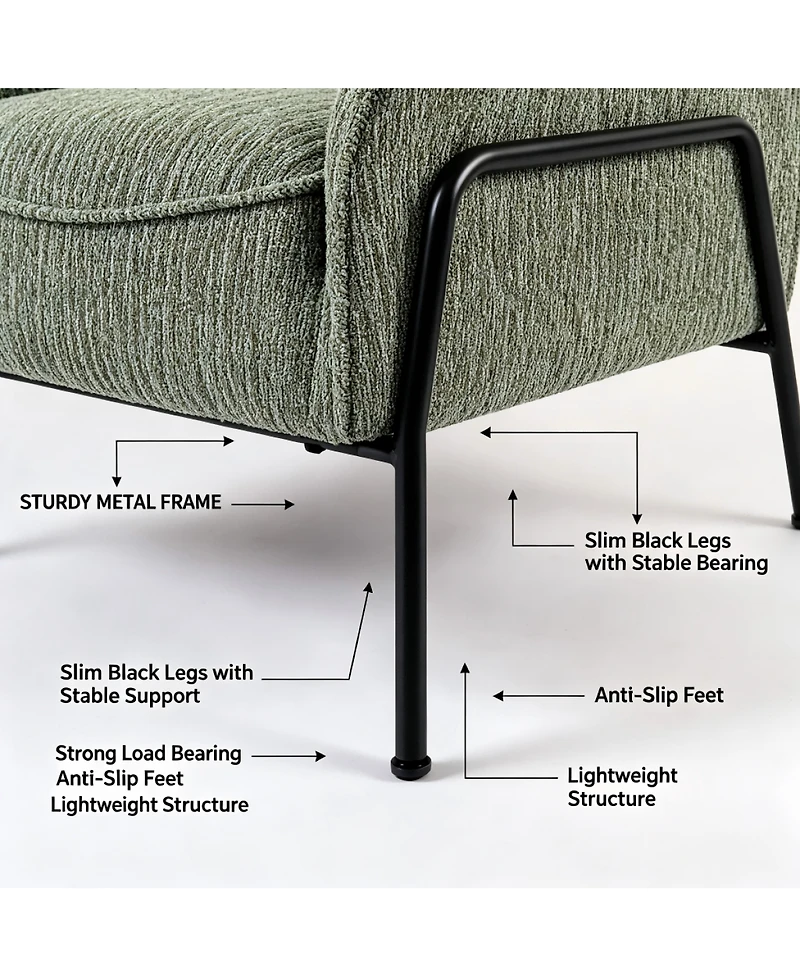 Streamdale Furniture Modern Striped Fabric Accent Chair with Black Metal Frame