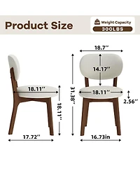 Streamdale Furniture Solid Wood Chenille Dining Chairs, Set of 2