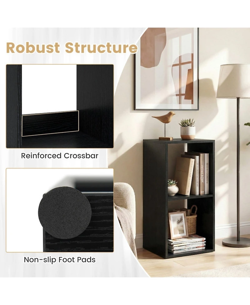 Sugift 2-Cube Bookshelf with Back Guardrail for Living Room