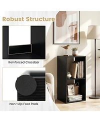 Sugift 2-Cube Bookshelf with Back Guardrail for Living Room