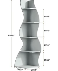 Tribesigns 5-Tier Wavy Corner Bookshelf for Small Space