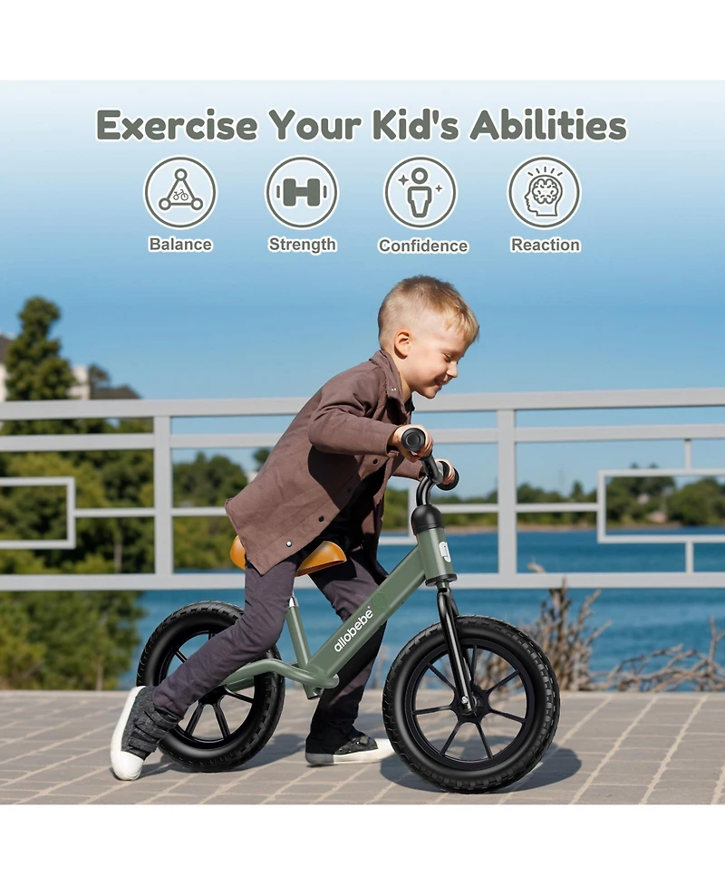 Allobebe Toddler Balance Bike with Adjustable Seat, Flashing Wheel, Indoor/Outdoor, Ages 2-5