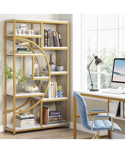 Tribesigns 5 Tier Freestanding Tall Bookshelves, Etagere Bookcase, Display Shelf Storage Organizer with 9-Open for Living Room, Bedroom