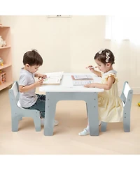 Slickblue 4-in-1 Toddler Activity Table and Chair Set with Building Block Top and Storage Space for Boys and Girls