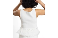 Caldwell Collection Women's Tanja Scoop Neck Fringe Peplum Sleeveless Knit Top