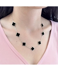 The Lovery Classic Onyx Clover Necklace Sterling Silver