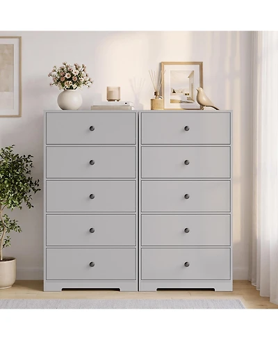 Gaomon 2 Set of Tall Vertical 5 Drawer Dresser