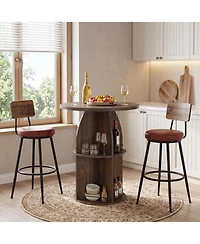Tribesigns 3-Tier Round Bar Table, 37.4" H Rustic Bistro Pub Table