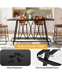 Tribesigns 63-Inch Industrial Bar Table with Sturdy Metal Frame