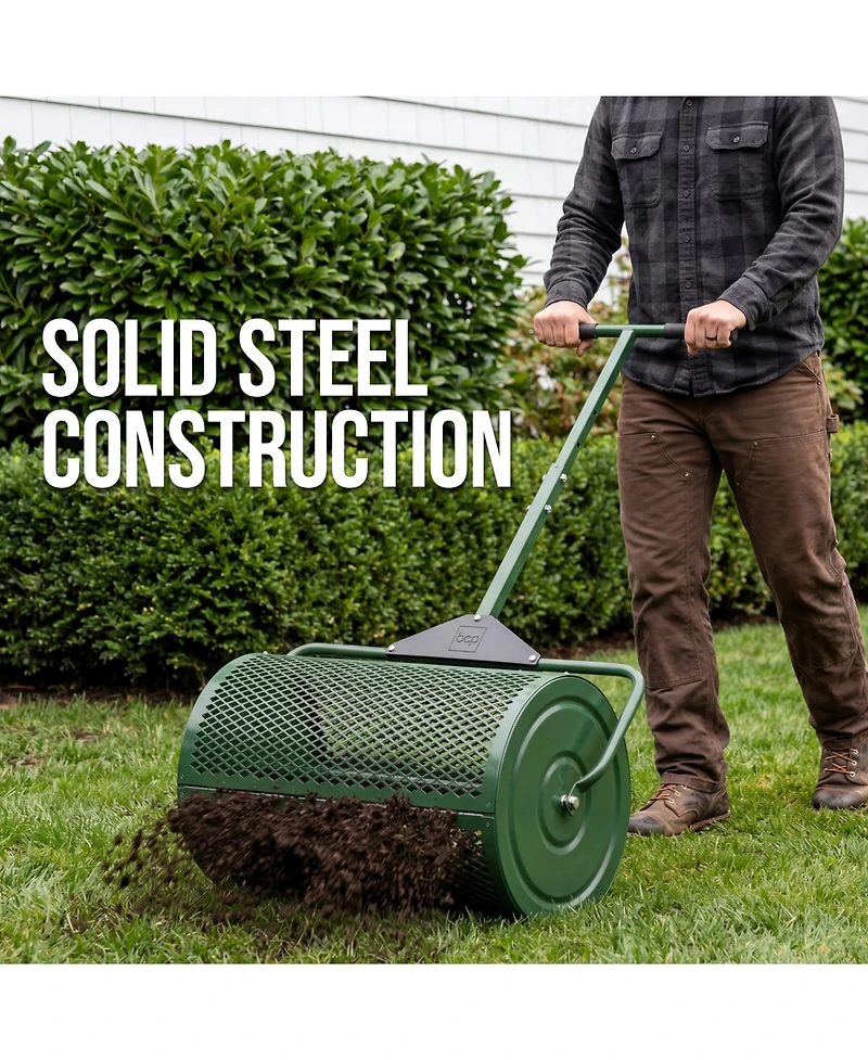 Best Choice Products 24" Compost Spreader, Steel Lawn and Peat Moss Topdresser, Adjustable T-Shaped Handle
