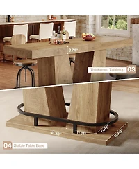 Tribesigns 62.99" Industrial Bar Table, Counter Height Pub Table
