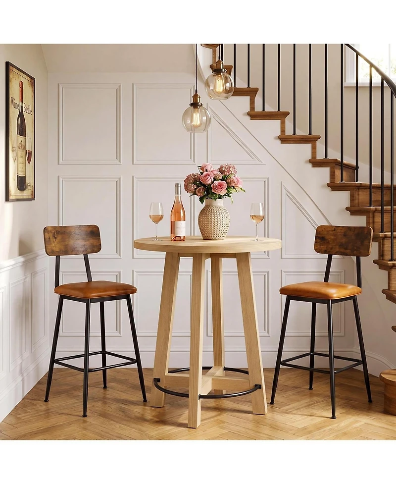 Tribesigns Light Wood Round Bar Table, Modern Bistro Pub Table, Oak