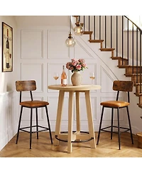 Tribesigns Light Wood Round Bar Table, Modern Bistro Pub Table, Oak