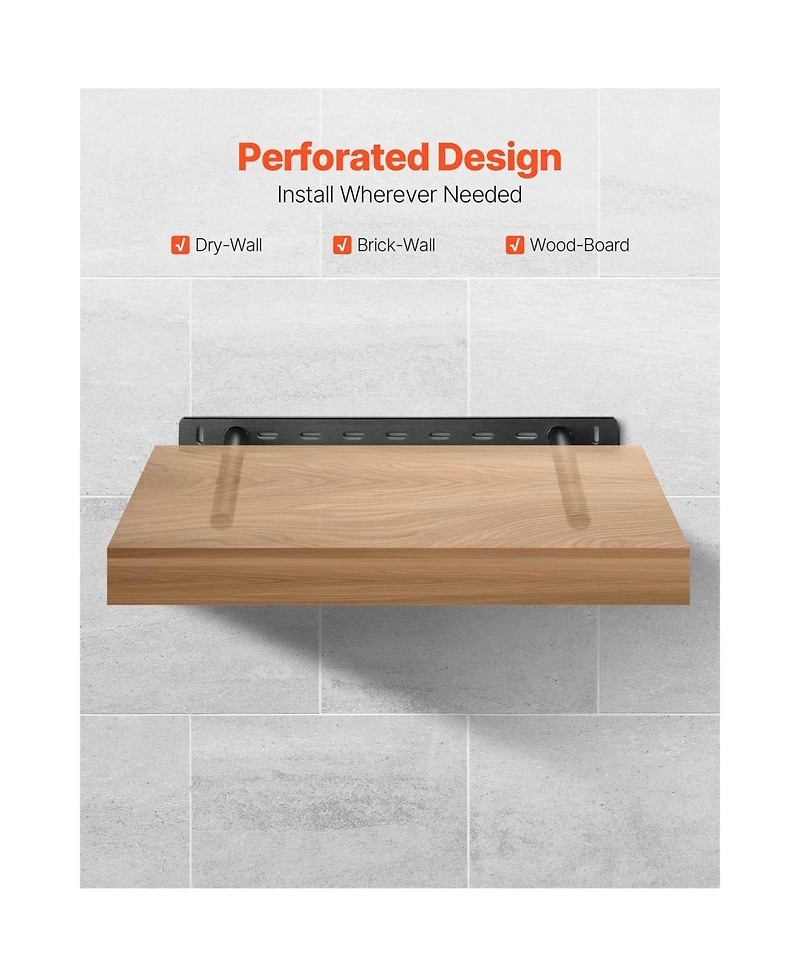 Sugift 16 Inch Hidden Floating Shelf Brackets 2 Pack with 150 Pound Capacity Per Bracket