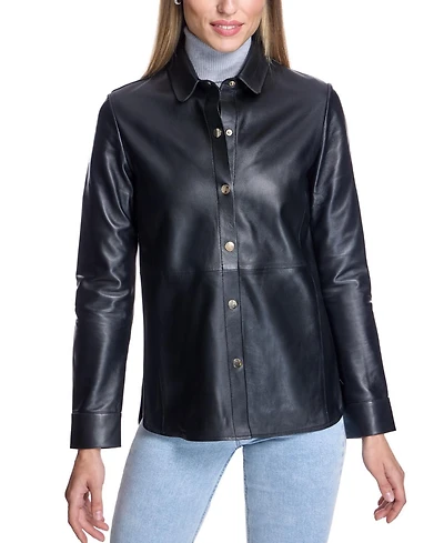 Julia & Stella By Maximilian Women's Michelle Snap-Front Slim-Fit Leather Jacket