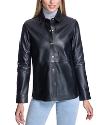 Julia & Stella By Maximilian Women's Michelle Snap-Front Slim-Fit Leather Jacket