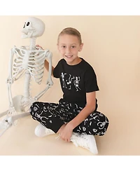 Sweet Wink Little Boys Glow In The Dark Silly Skelly Halloween Short Sleeve T-Shirt