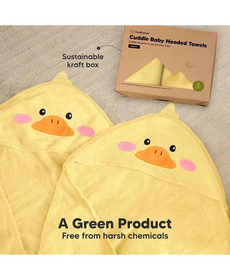 KeaBabies Cuddle Baby Hooded Towel, 2-Pack Baby Bath Towel, Hooded Baby Towels, Baby Beach Towel for Newborn, Kids