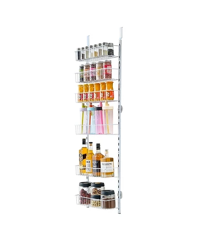 Sugift 6-Tier Over the Door Pantry Organizer Steel Hanging Spice Rack with Adjustable Shelves