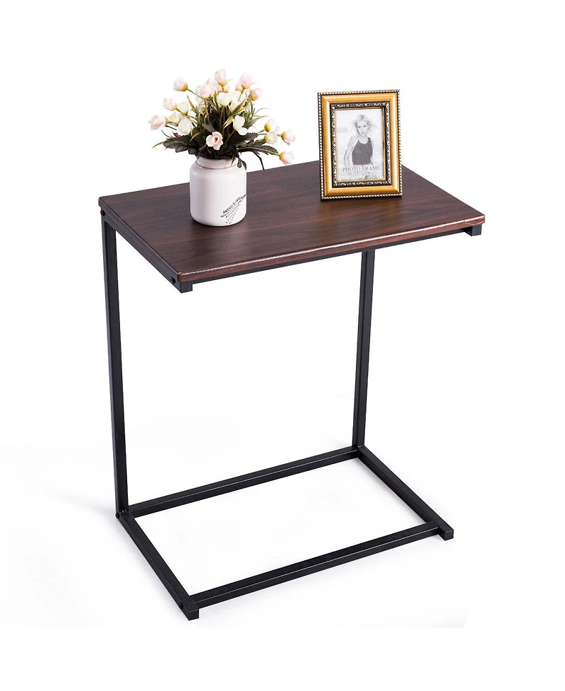 Gymax 2 pieces 26'' Laptop Holder Sofa Side End Table C Table Home Office Furniture