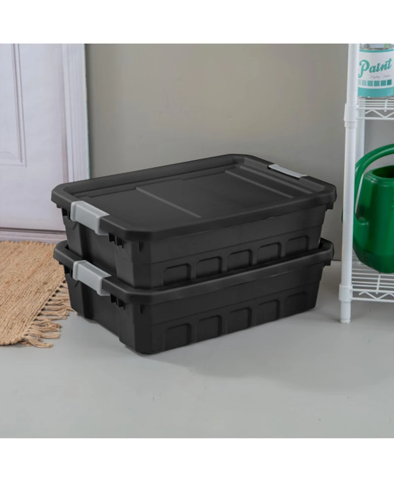 Sterilite 10 Gallon Industrial Stacker Storage Totes w/ Gray Clip Lids (6 Pack)