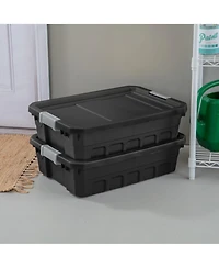 Sterilite 10 Gallon Industrial Stacker Storage Totes w/ Gray Clip Lids (6 Pack)