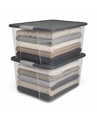 Homz 64 Qt Secure Latching Large Clear Plastic Storage Bin w/ Gray Lid (4 Pack)