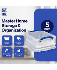 Really Useful Box 8.1L Plastic Storage Container with Clip Lock Handle (5 Pack)