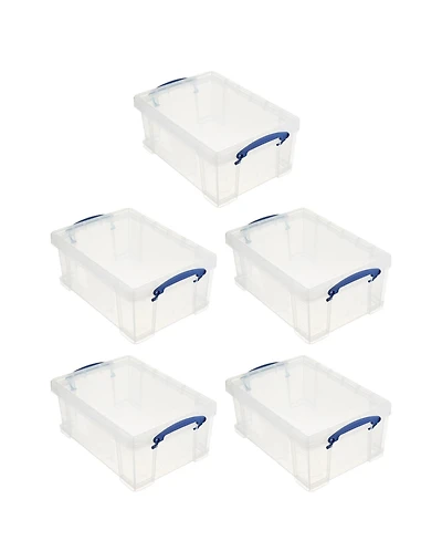 Really Useful Box 9L Storage Container with Snap Lid and Clip Lock Handle (5 Pack)