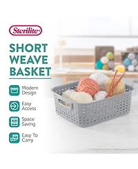 Sterilite Short Weave Wicker Pattern Storage Container Basket, Gray (6 Pack)