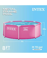 Intex 28290EP 8Ft X 30In Pink Metal Frame Above Ground Swimming Pool, Pool Only