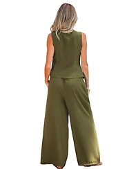 Cupshe Women's Olive Green Sleeveless Wrap Waist Two-Piece Matching Set
