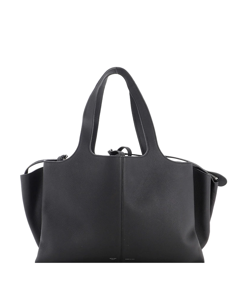 Pre-Owned Celine Medium Tri-Fold Shoulder Bag Grained Calfskin