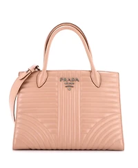 Pre-Owned Prada Medium Convertible Open Tote Diagramme Quilted Leather