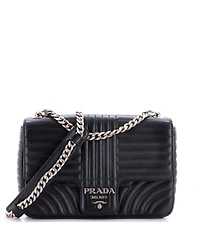 Pre-Owned Prada Large Chain Flap Shoulder Bag Diagramme Quilted Leather