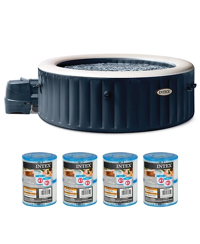 Intex PureSpa Plus Portable Inflatable Hot Tub Jet Spa w/ 12 Filter Cartridges