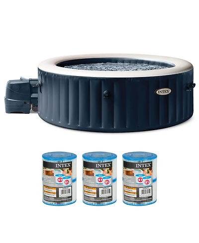 Intex PureSpa Plus Inflatable Bubble Jet Hot Tub and Replacement Filters ( Pack