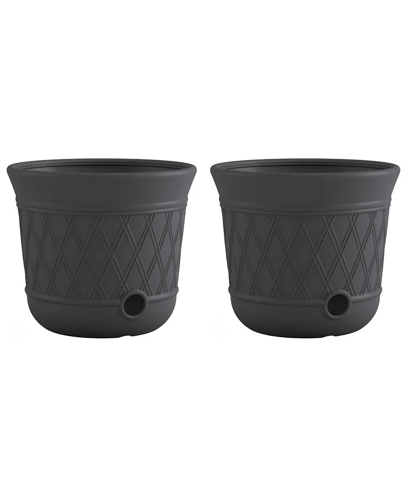 Suncast 14 x 12 Inch Decorative Hideaway Garden Hose Storage Pot, Gray (2 Pack)