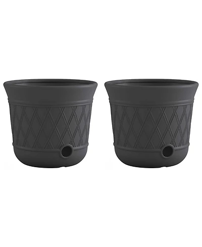Suncast 14 x 12 Inch Decorative Hideaway Garden Hose Storage Pot, Gray (2 Pack)