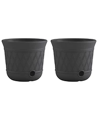 Suncast 14 x 12 Inch Decorative Hideaway Garden Hose Storage Pot, Gray (2 Pack)