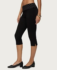 Edikted Women's Genni Polka Dot Foldover Capri Pants