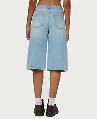 Edikted Women's Distressed Low Rise Boyfriend Bermuda Shorts