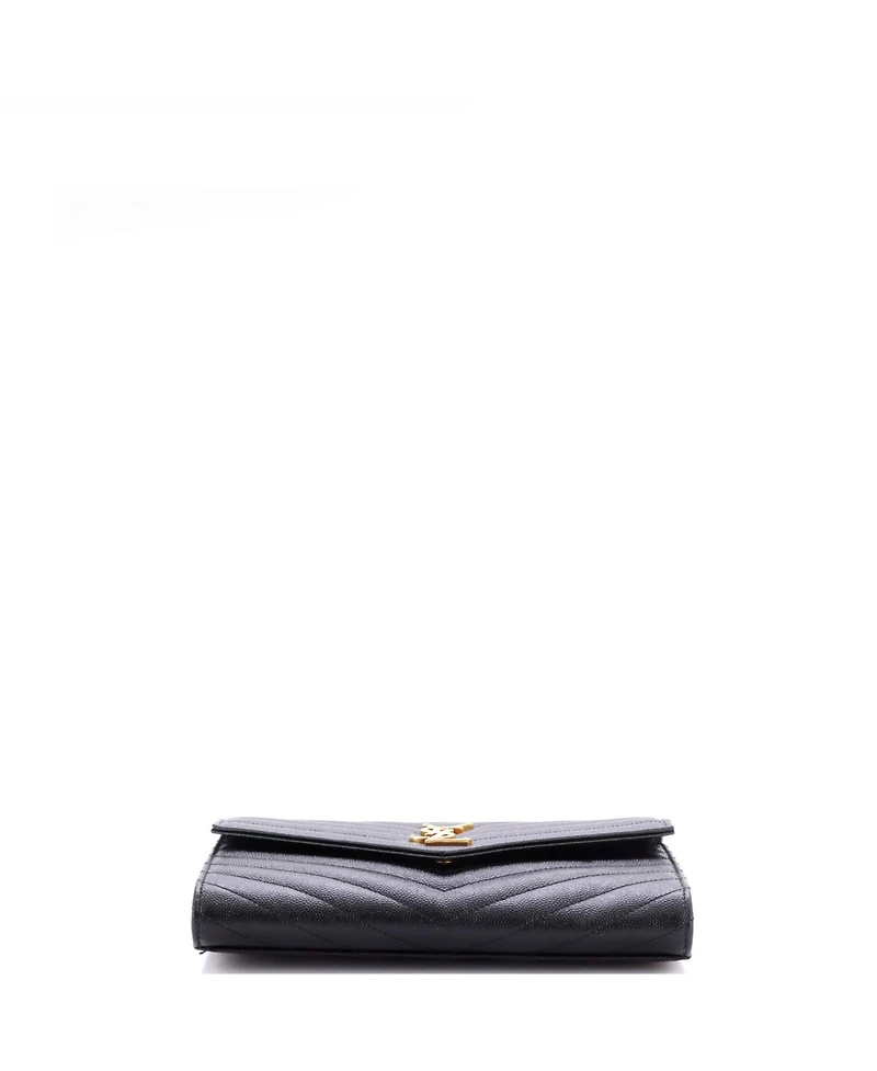 Pre-Owned Saint Laurent Classic Monogram Envelope Wristlet Clutch Matelasse Chevron Leather