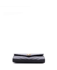 Pre-Owned Saint Laurent Classic Monogram Envelope Wristlet Clutch Matelasse Chevron Leather