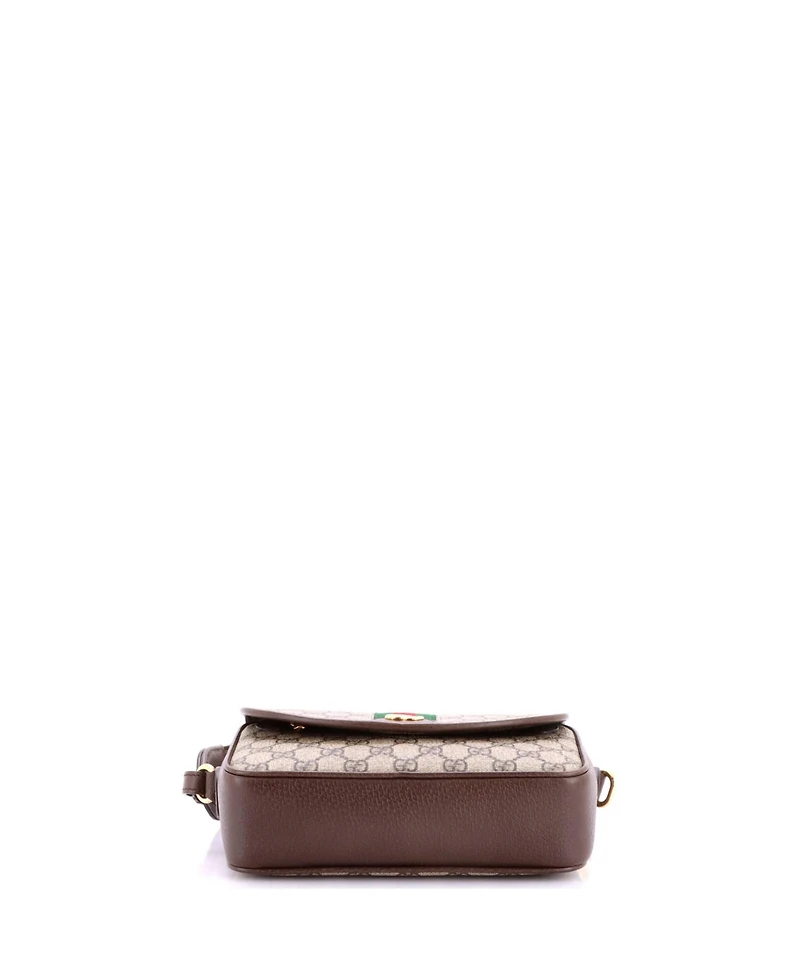 Pre-Owned Gucci Small Ophidia Flap Shoulder Bag Gg Coated Canvas