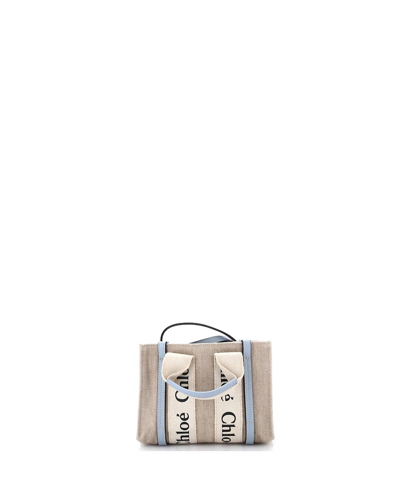 Pre-Owned Chloe Mini Woody Convertible Tote Canvas with Leather
