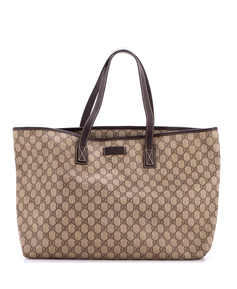 Pre-Owned Gucci Large Plus Tote Gg Coated Canvas with Leather