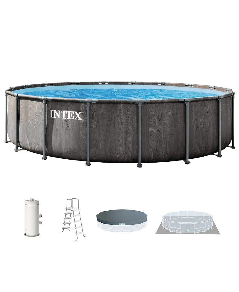 Intex Greywood Prism Frame 15ft x 48in Premium Above Ground Pool Set with Pump