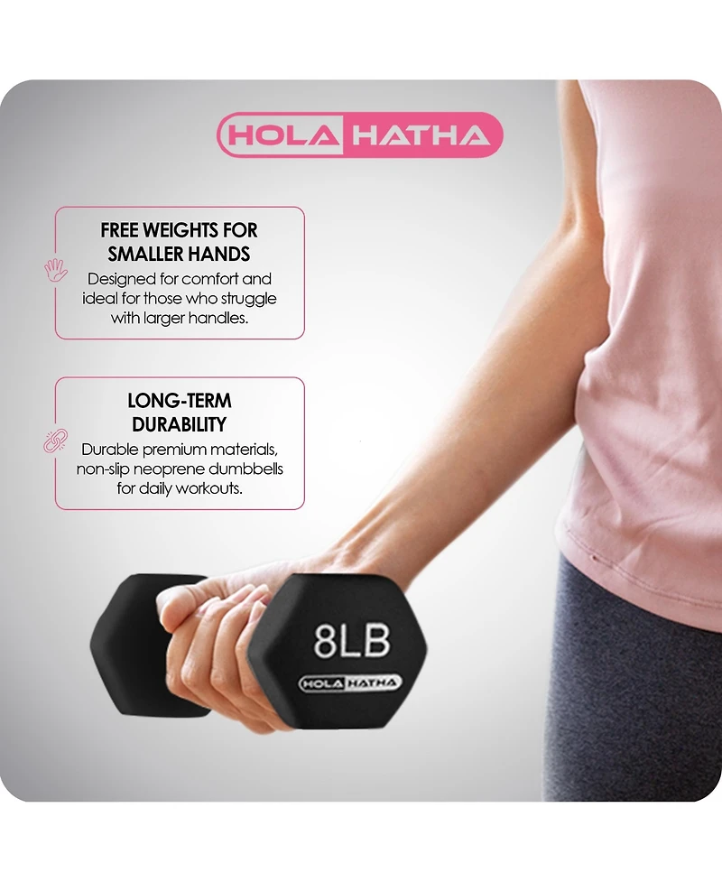 HolaHatha 146 Pound Neoprene Dumbbell Full Body Weight Set with Storage Rack